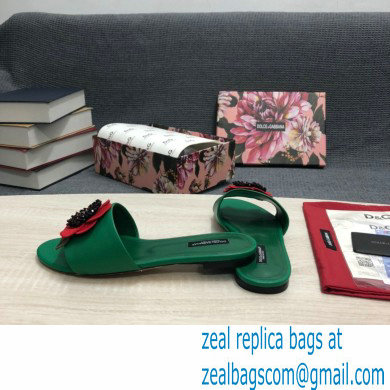 Dolce & Gabbana Black Red Roses Slides Green 2022 - Click Image to Close